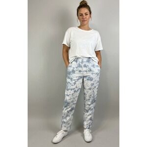 Gap Khakis Womens 14 HR Pull On Paperbag Pants Cloudy Blue Tie Dye Linen Blend